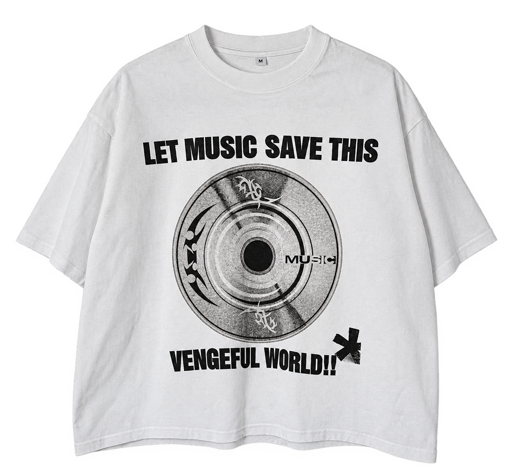 MUSIC SAVES WHITE BOXY TEE