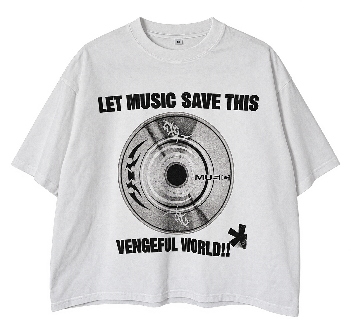 MUSIC SAVES WHITE BOXY TEE