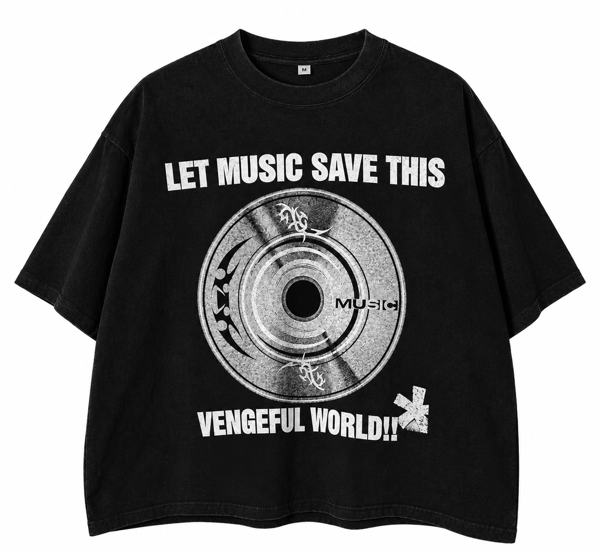 MUSIC SAVES BLACK BOXY TEE
